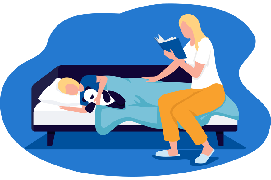 mother telling a bedtime story